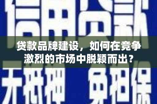 岳阳楼贷款品牌建设，如何在竞争激烈的市场中脱颖而出？